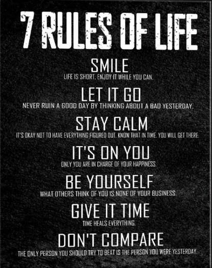 7 rules of life Motivational Modern Canvas Prints Wall Art